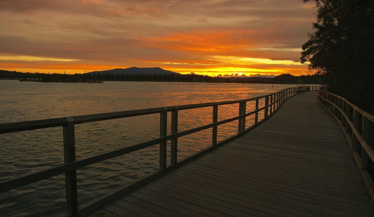 Sunset on boardwalk