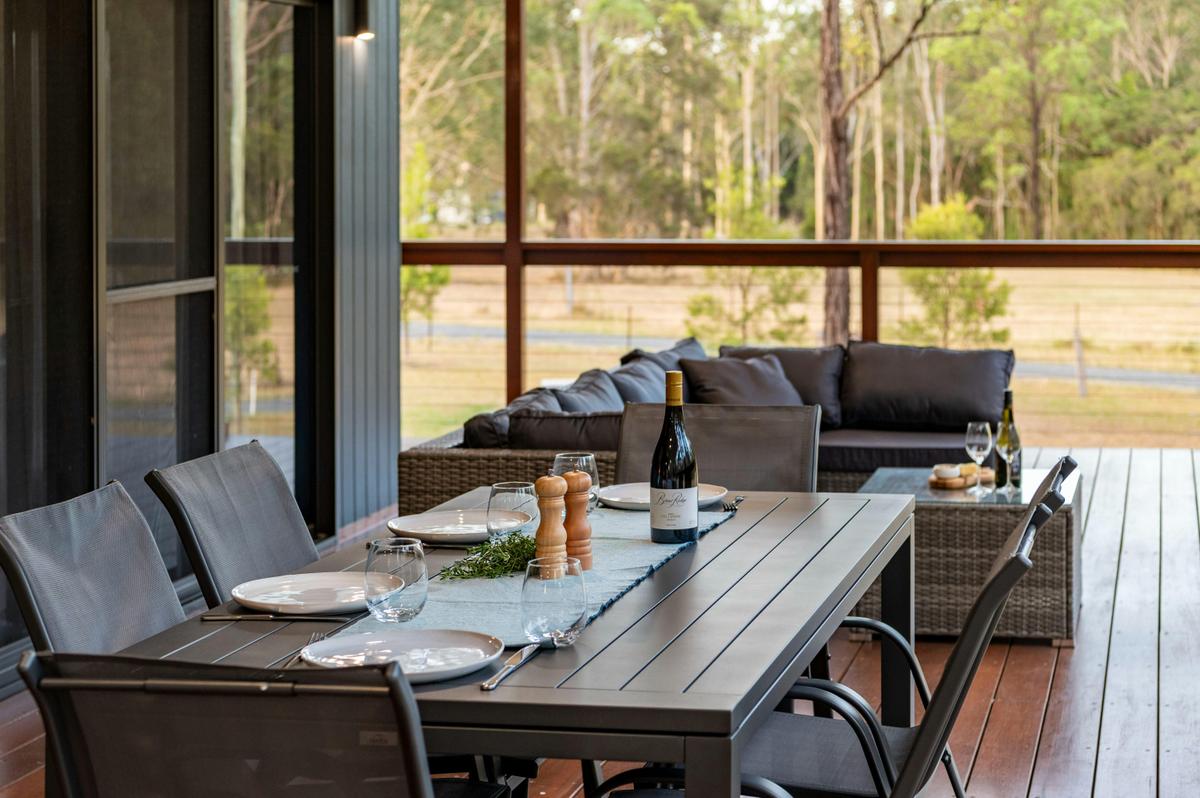 Dinner on the deck as the bush settles in for the evening