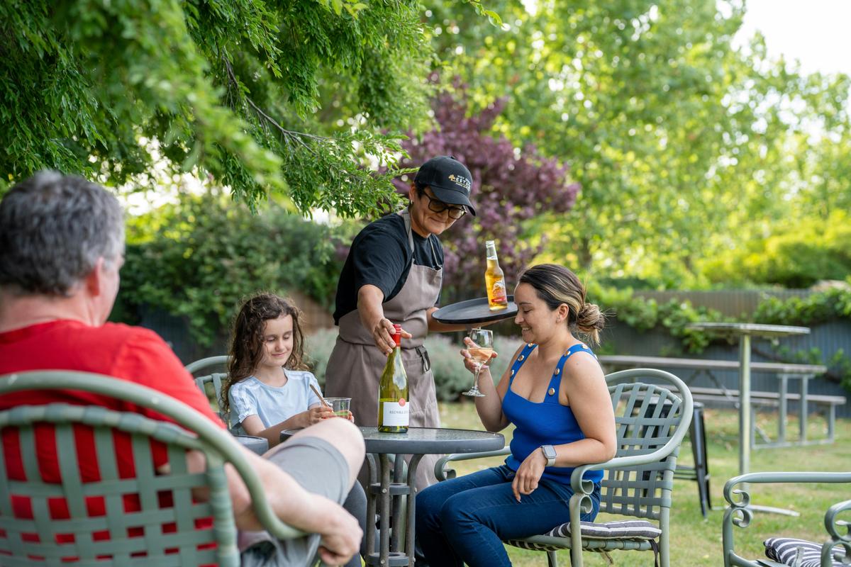 Outdoor seating, fully licensed, and table service for a relaxed High Country dining experience.