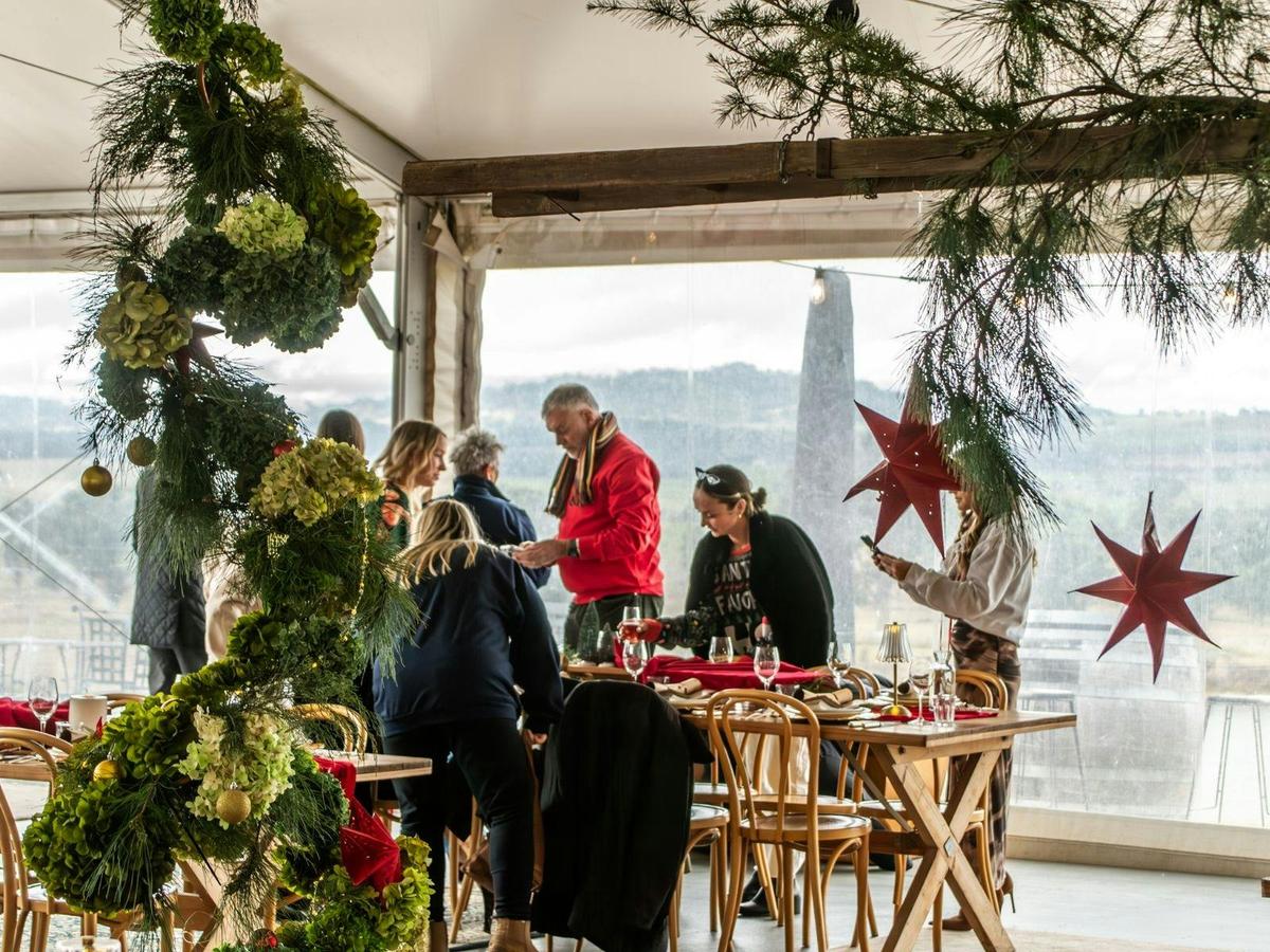The Pavilion is decked-out in Christmas styling