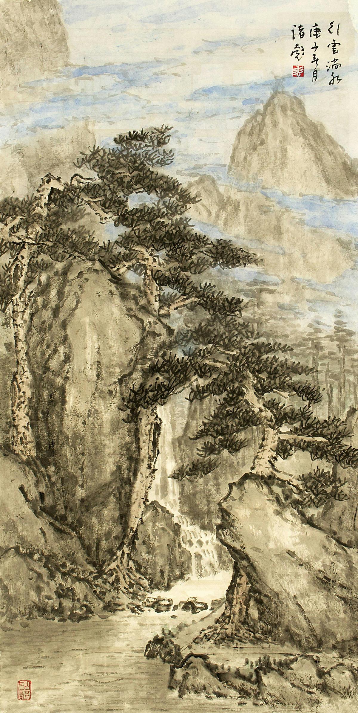Biao Zhu, 'Clouds flow like water', 2020, ink on the traditional xuan paper.
