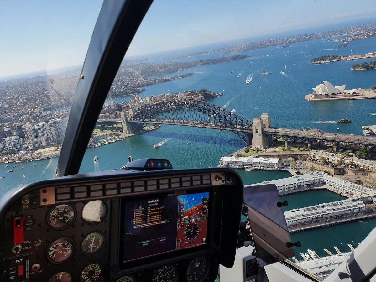 Flying across the Sydney Harbour Bridge