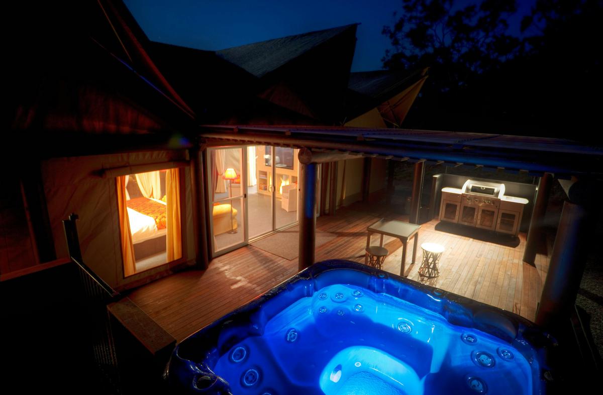 Luxury tent deck and spa