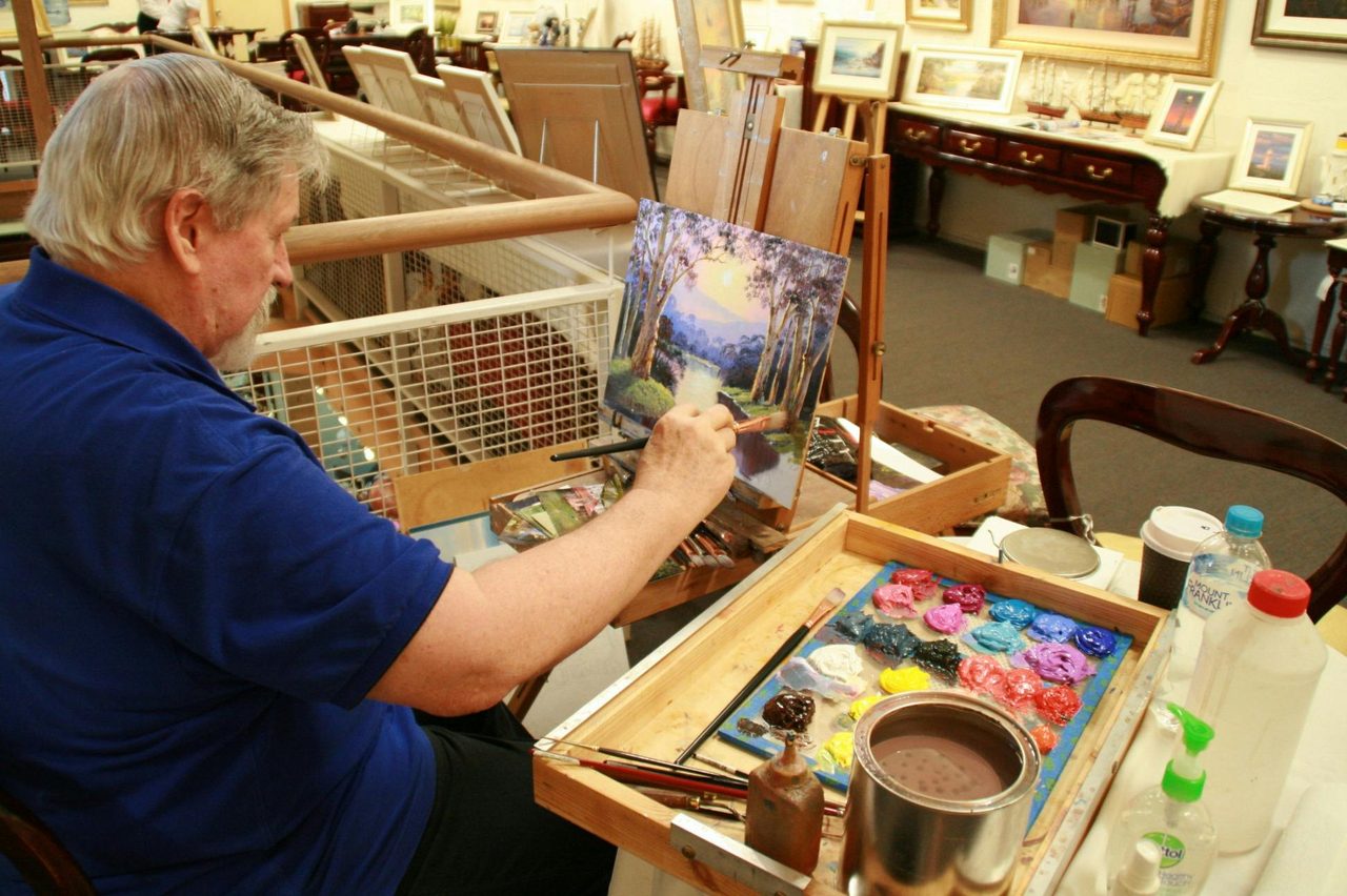John Bradley at His easel