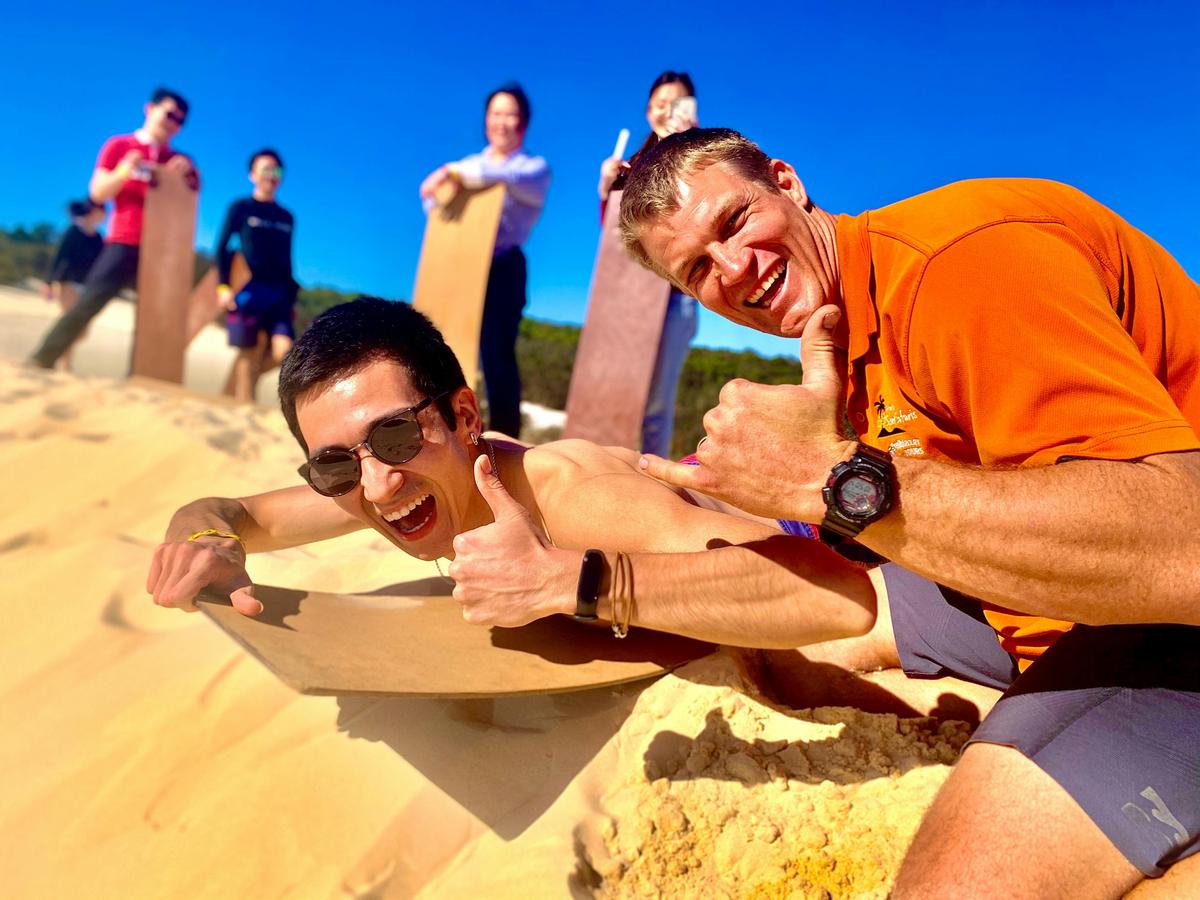 Sandboarding in the desert