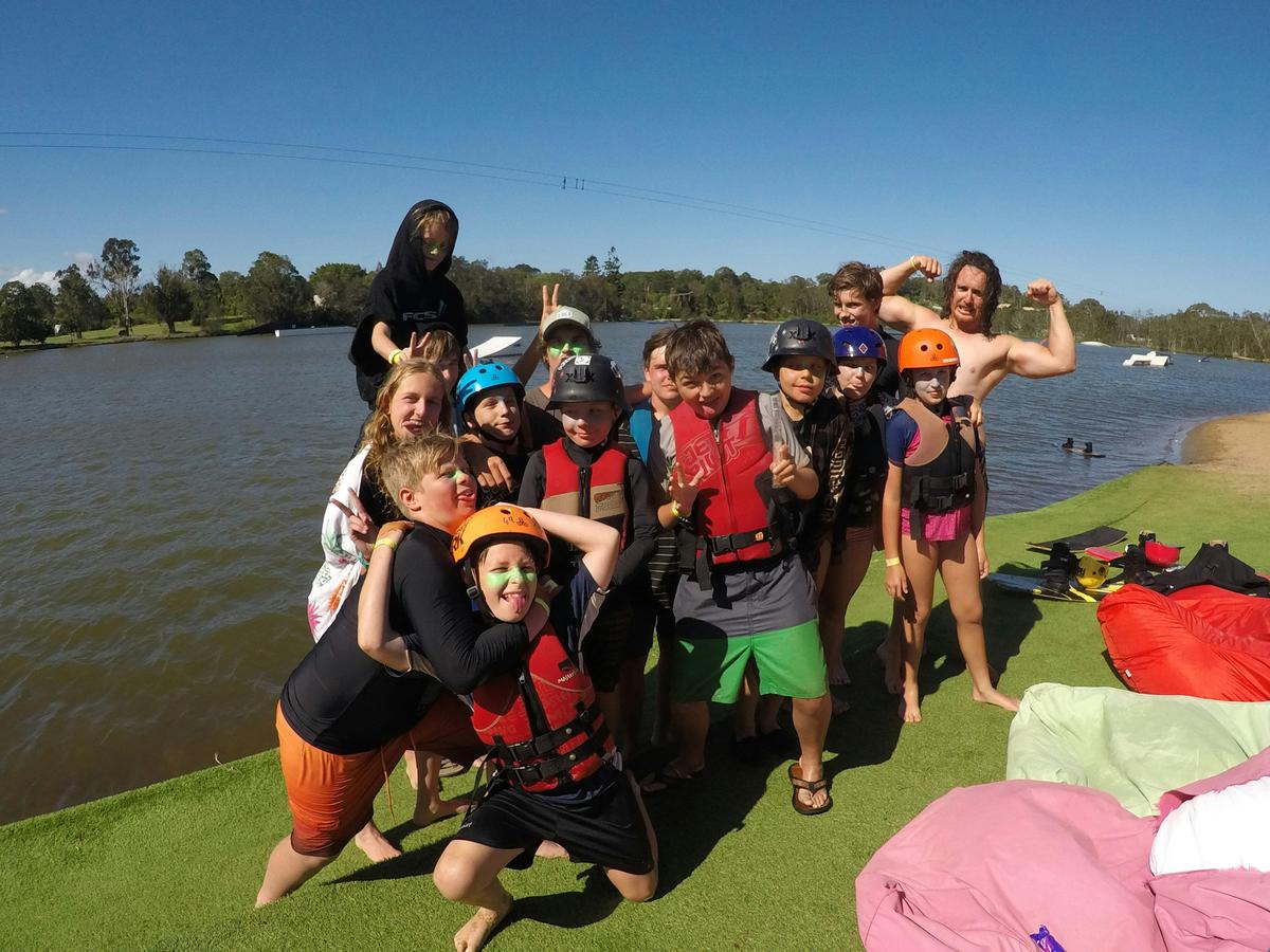 Kids enjoying the sunshine at bayside wake park