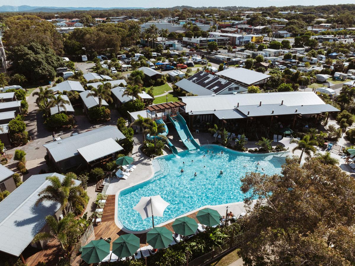 Aerial view of BIG4 Caloundra Pool Area