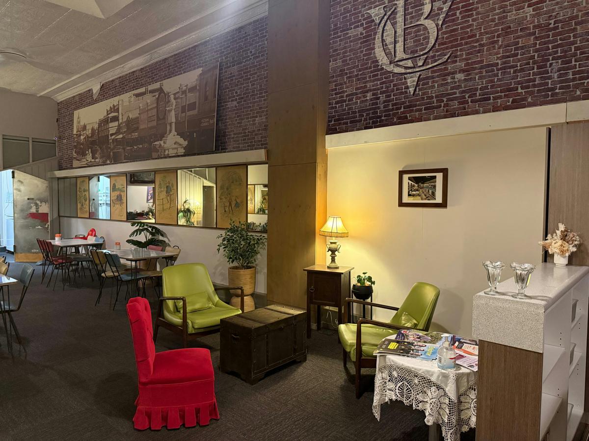 Small chairs and newspapers corner