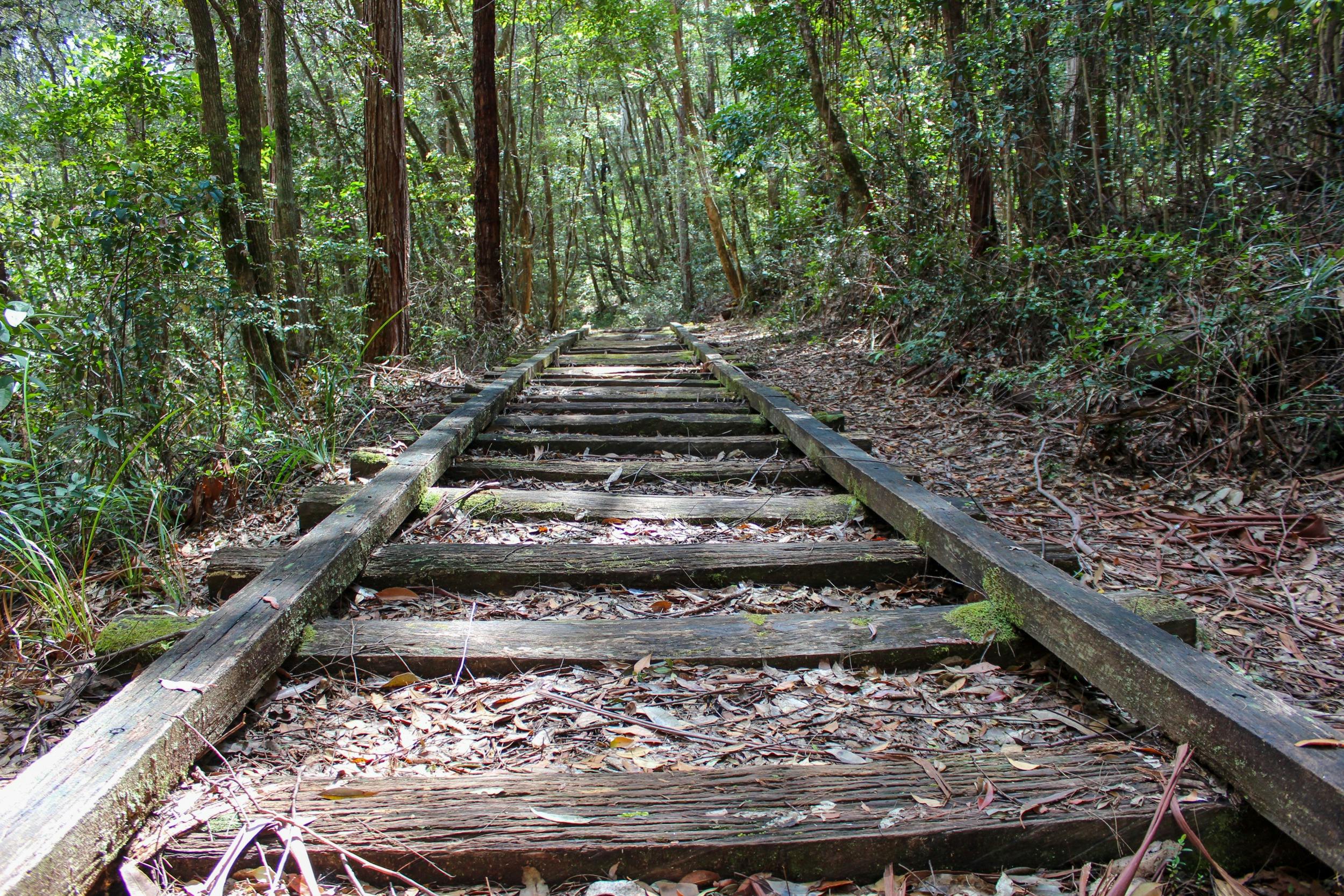Remnants of the former Longwrths Tramway on the Heritage Walk