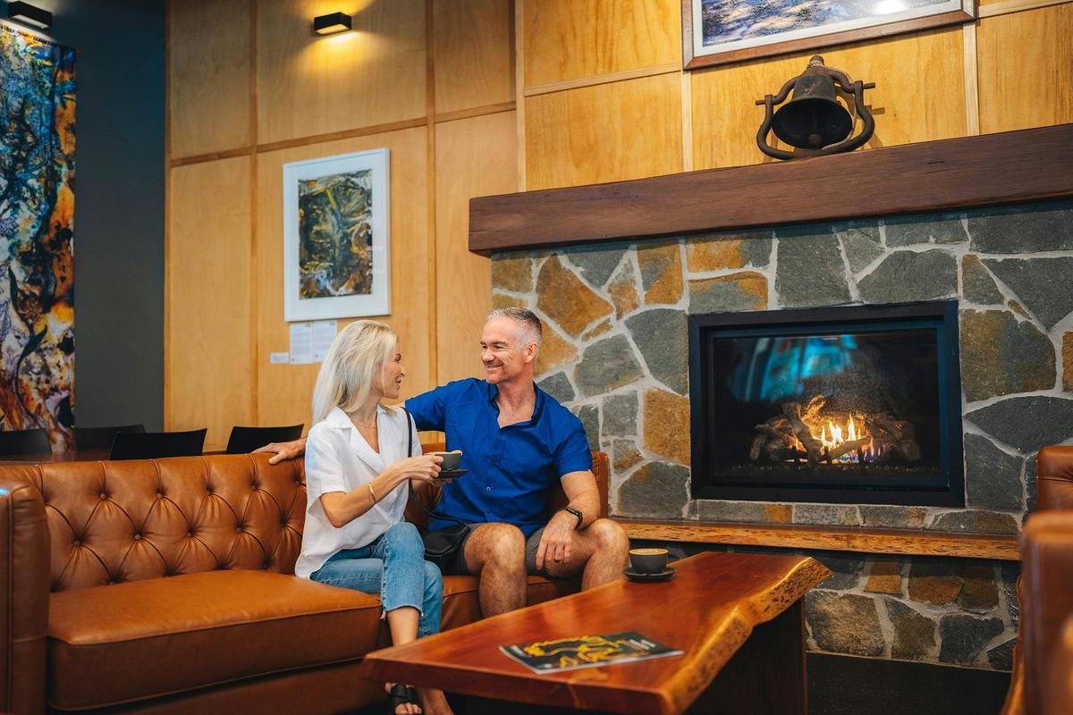 teahouse couches and fireplace