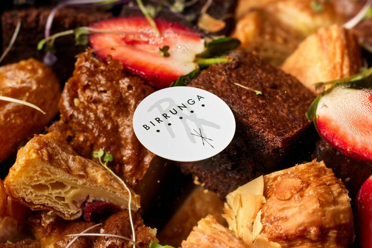 close of food and logo