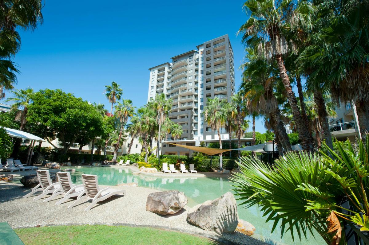 Lagoon Pool with Apartments behind