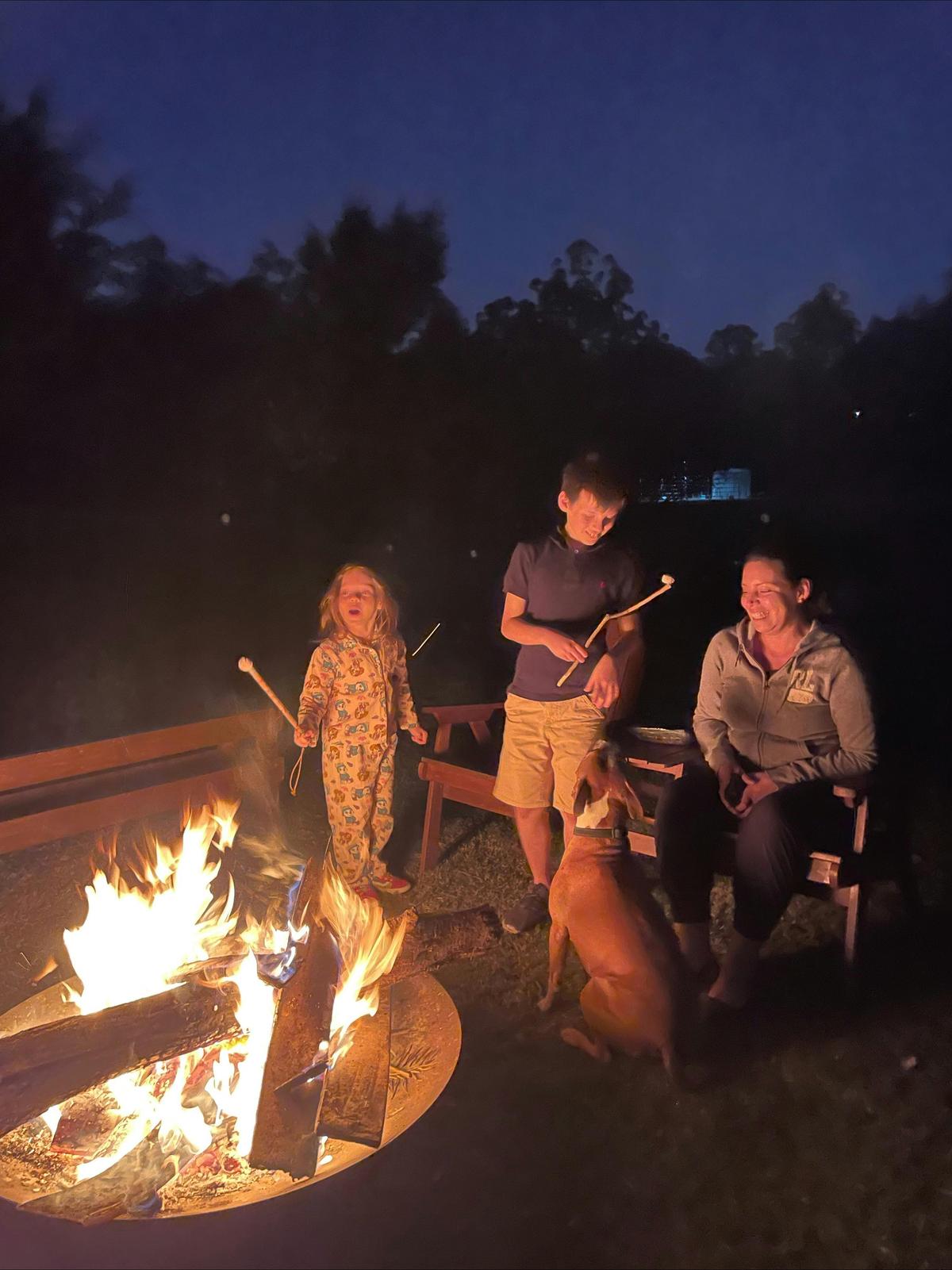 Brumbies Hollow Fire Pit at night