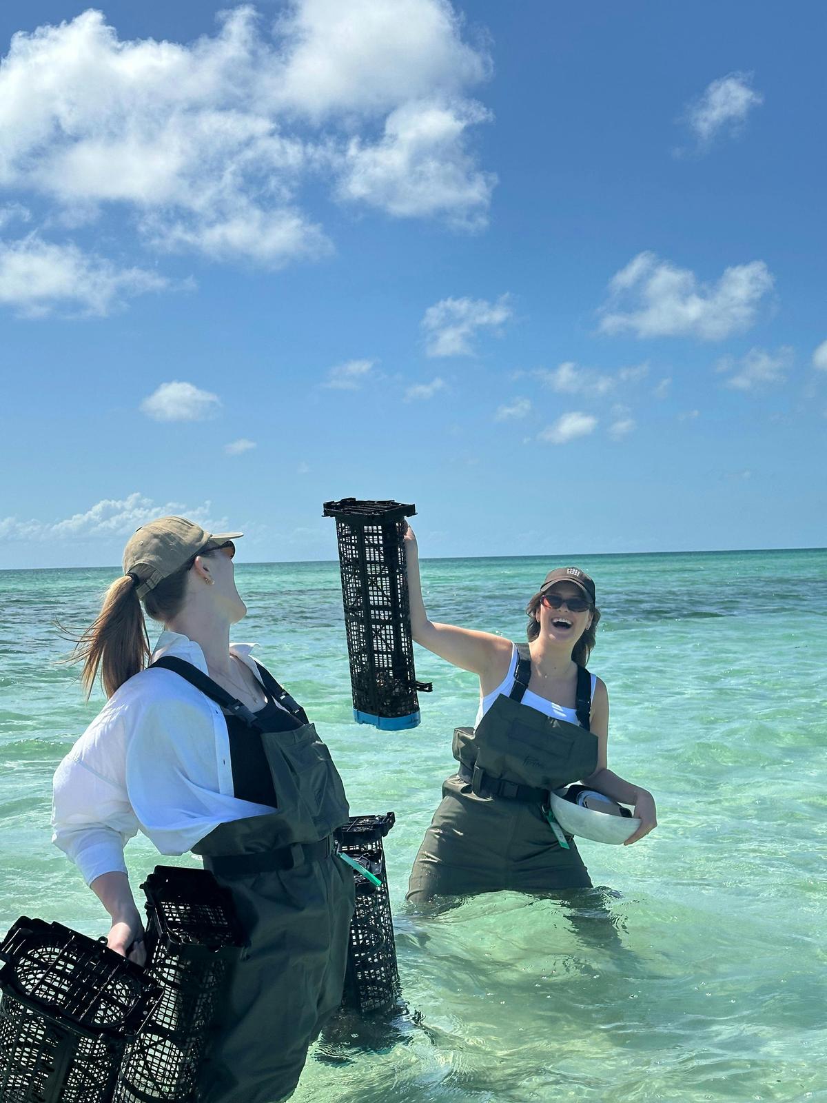 Girls laughing on oyster tour