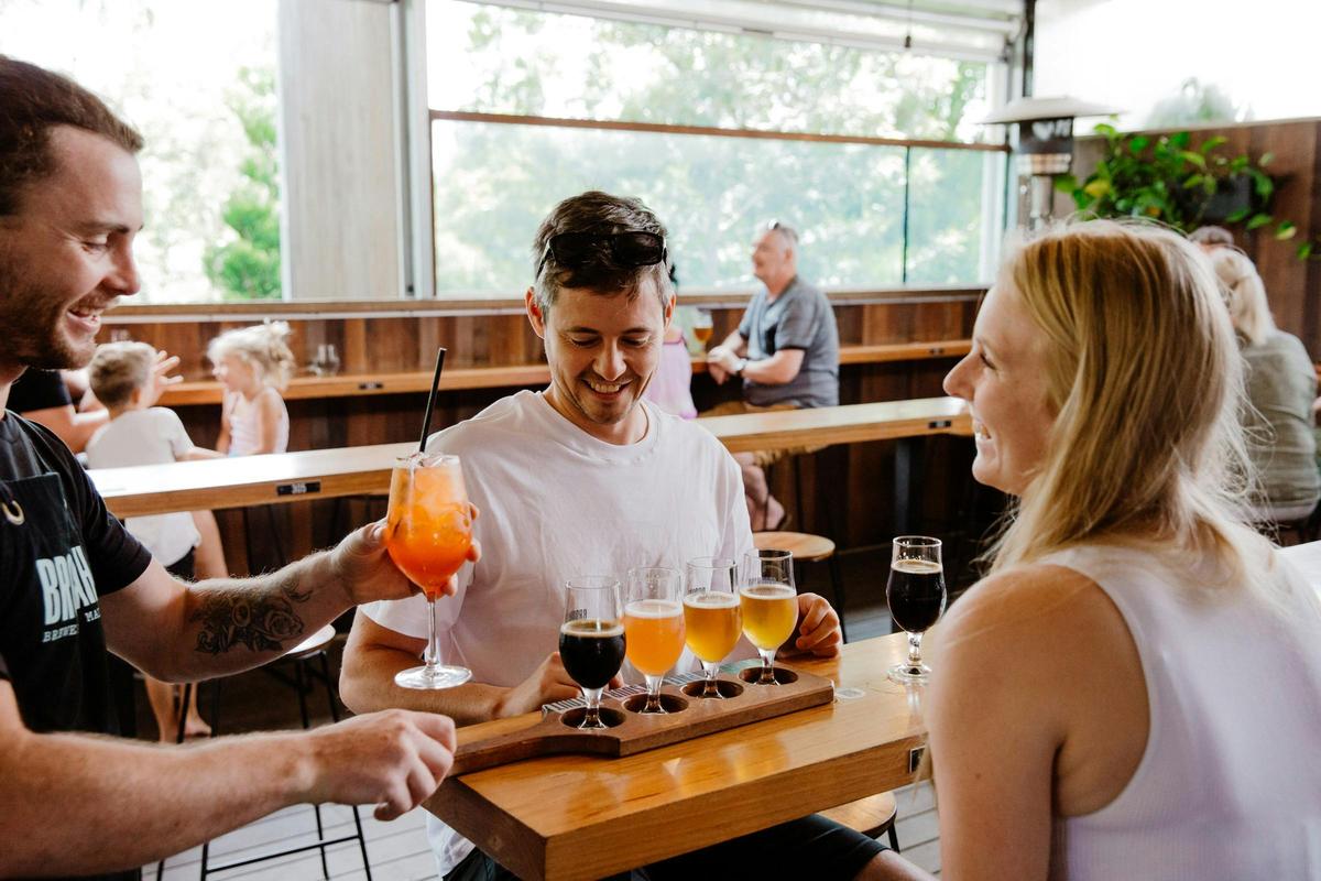 Brouhaha Tasting paddle and cocktail