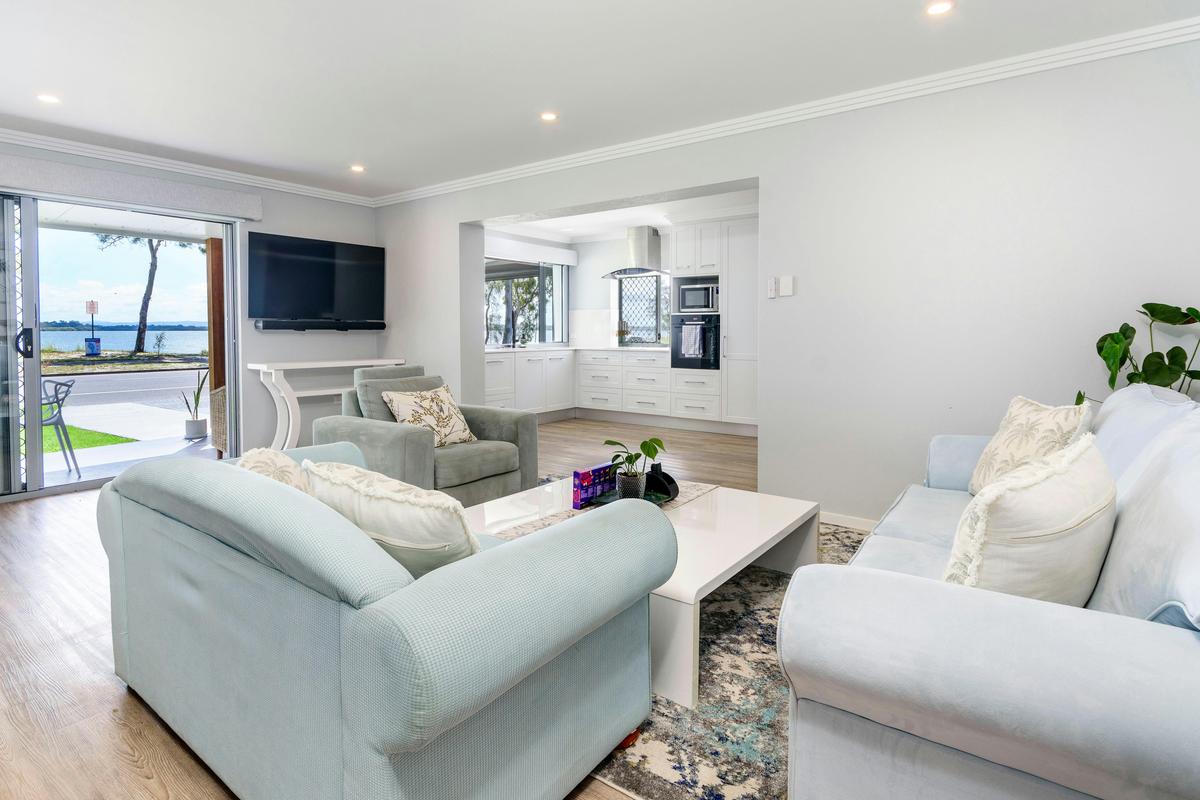 Lounge room with water views