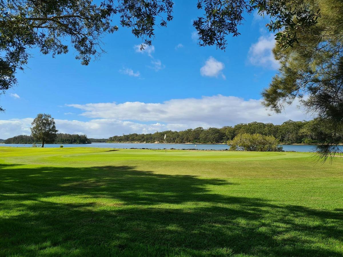 Looking across 1st green to Nambucca River