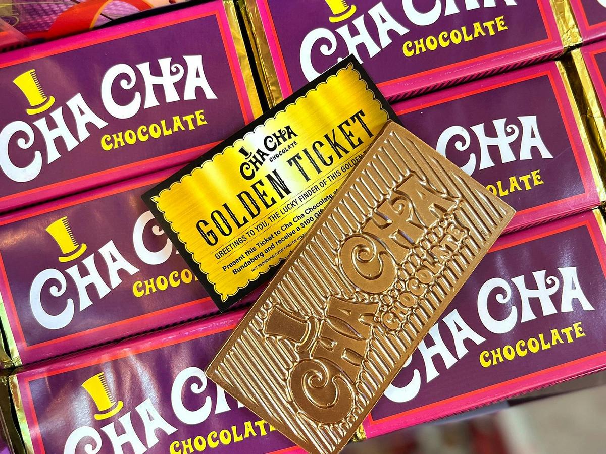 Our famous Cha Cha Chocolate Wonka Bar – unwrap one and you might just discover a Golden Ticket!