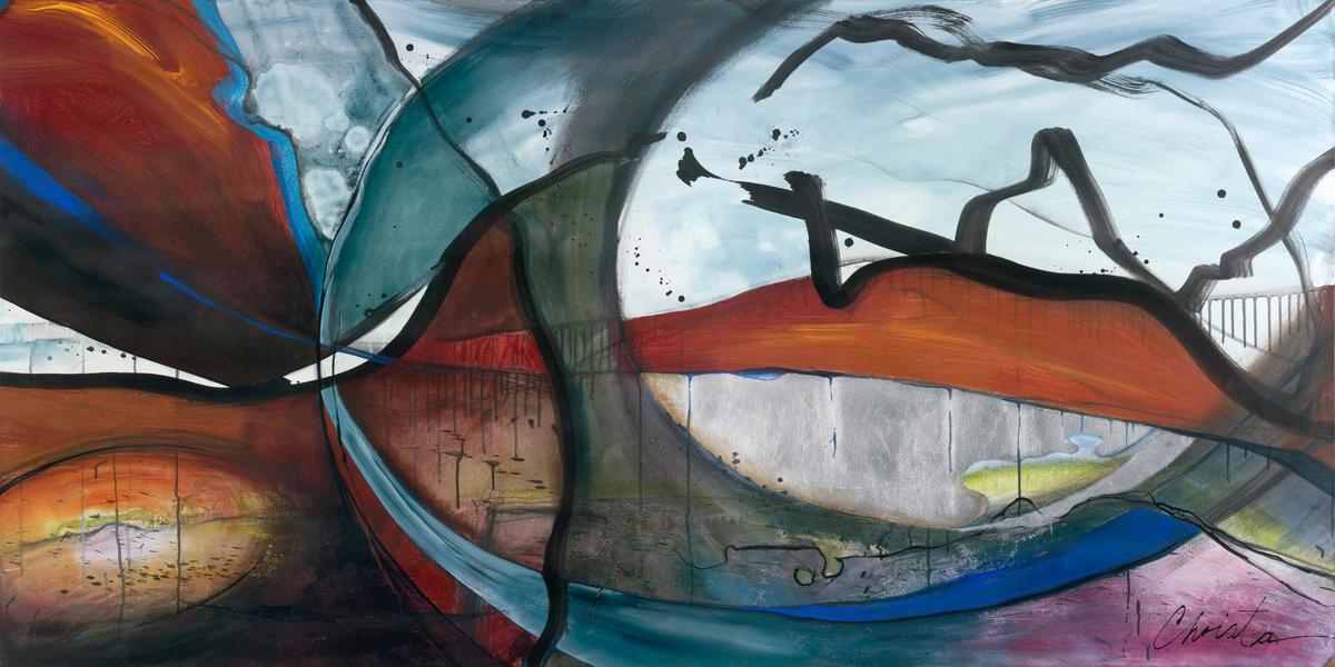 'Gabrielle's Valley' Inspired by the Glasshouse Mountains. Mixed Media