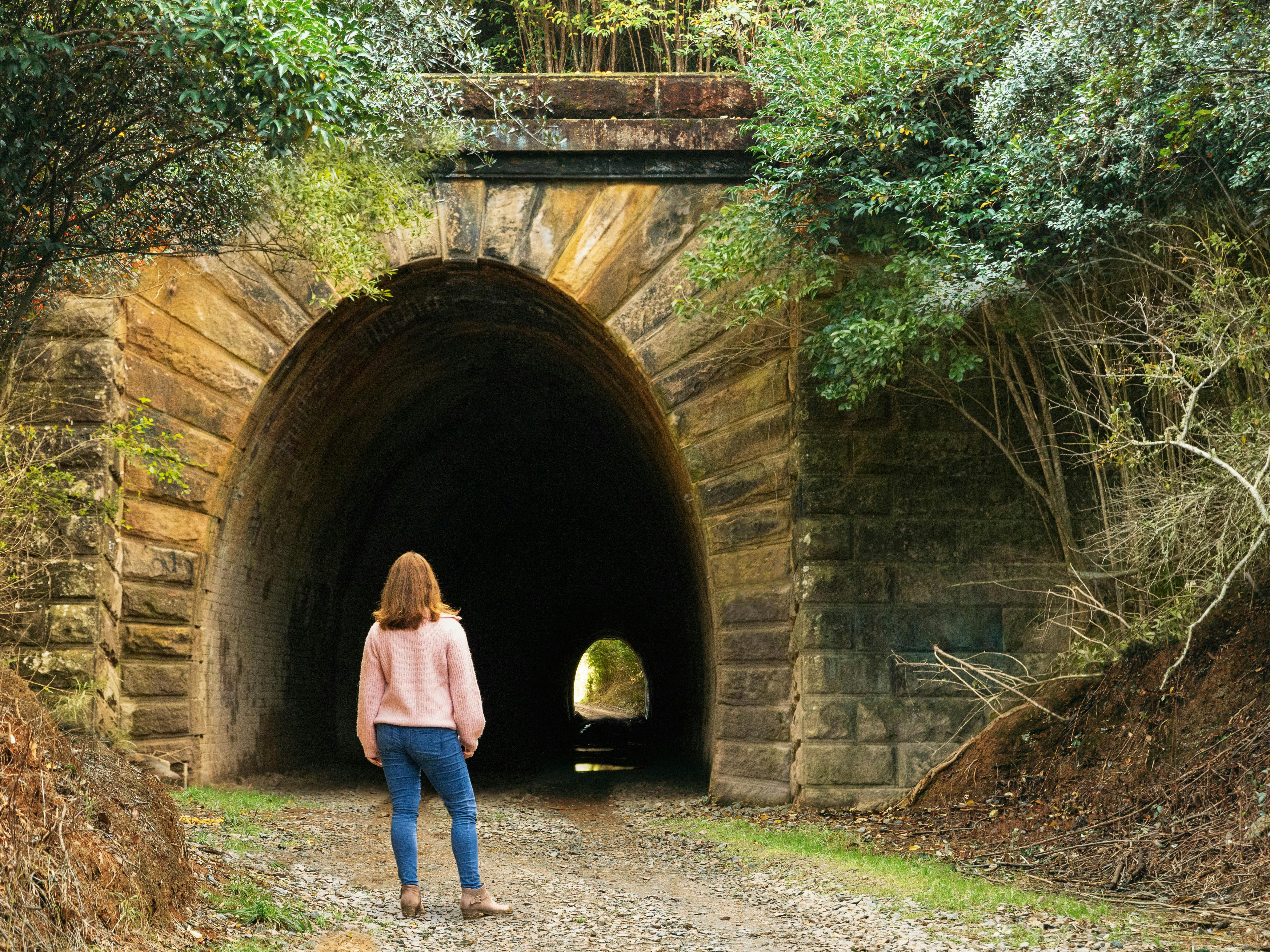 Lady standing infront of the Mushroom Tunnel