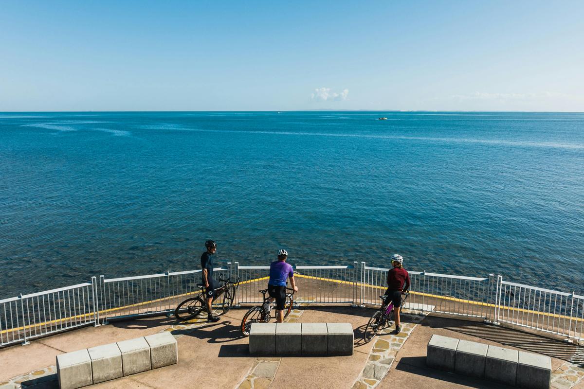 Cyclists Enjoying Views at Cleveland Point Recreation Reserve, Redlands Coast QLD