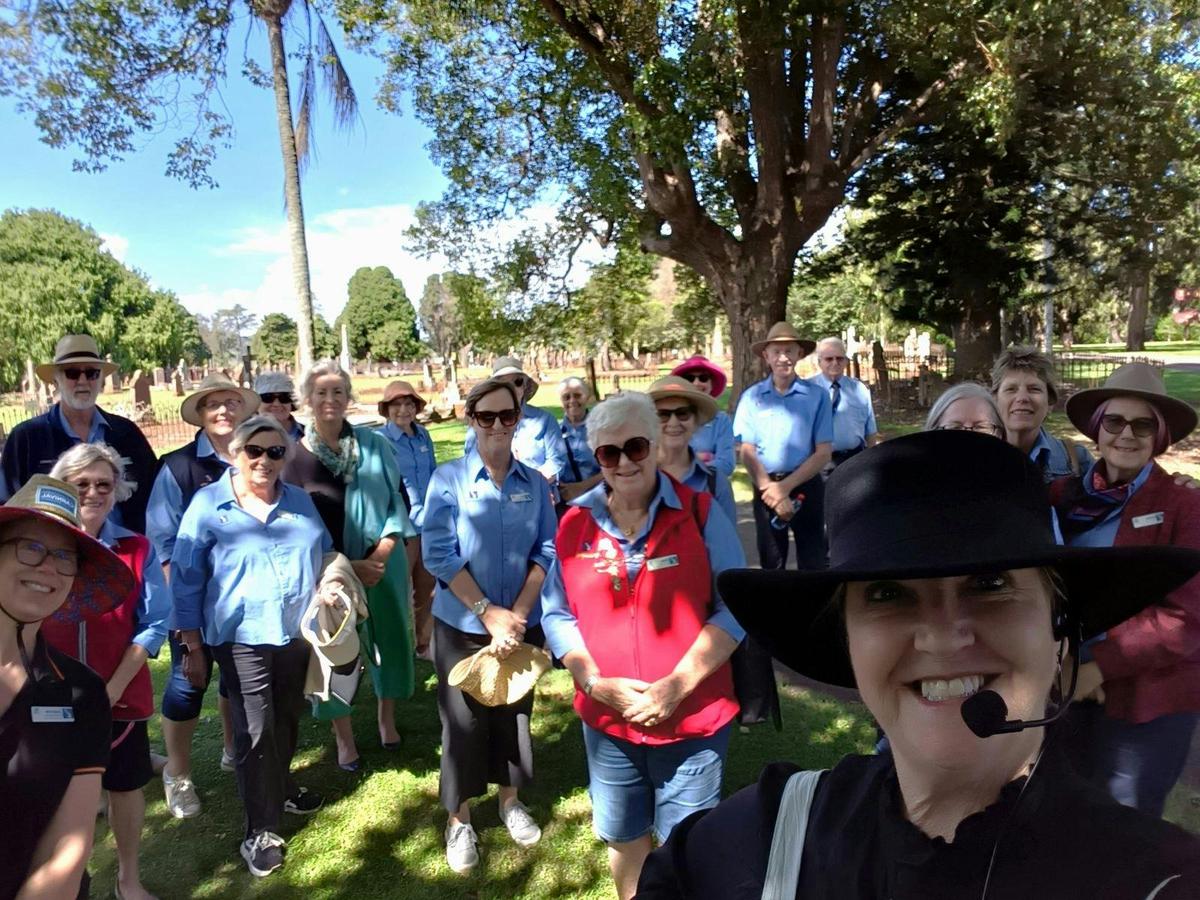 All smiles after exploring the cemetery