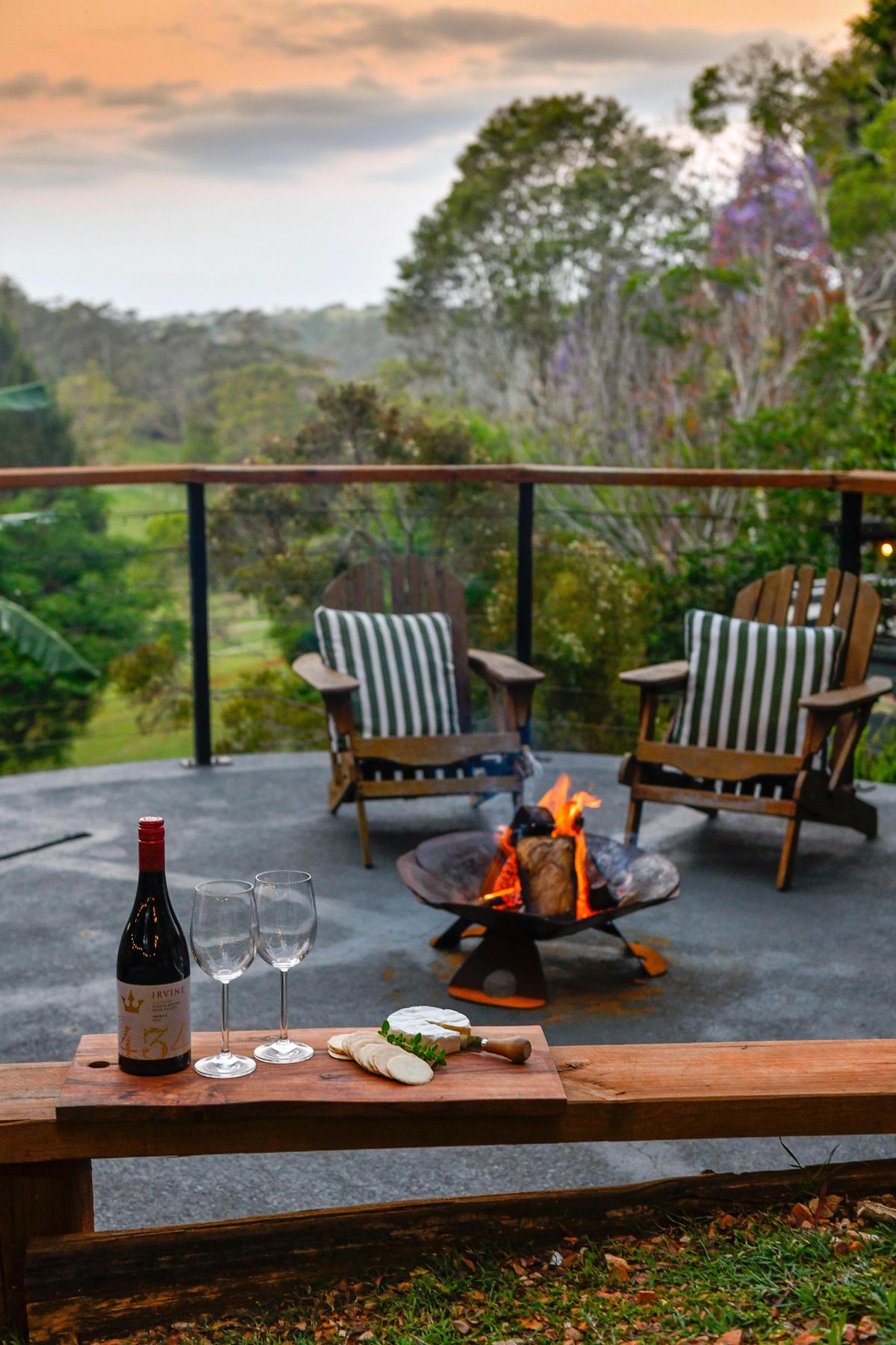 The house entertaining and fire pit
