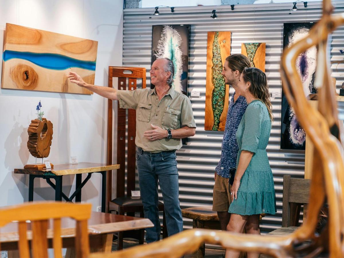 Meet the artist and maker David Suters at his Timbercraftsman Showroom Gallery in Eumundi