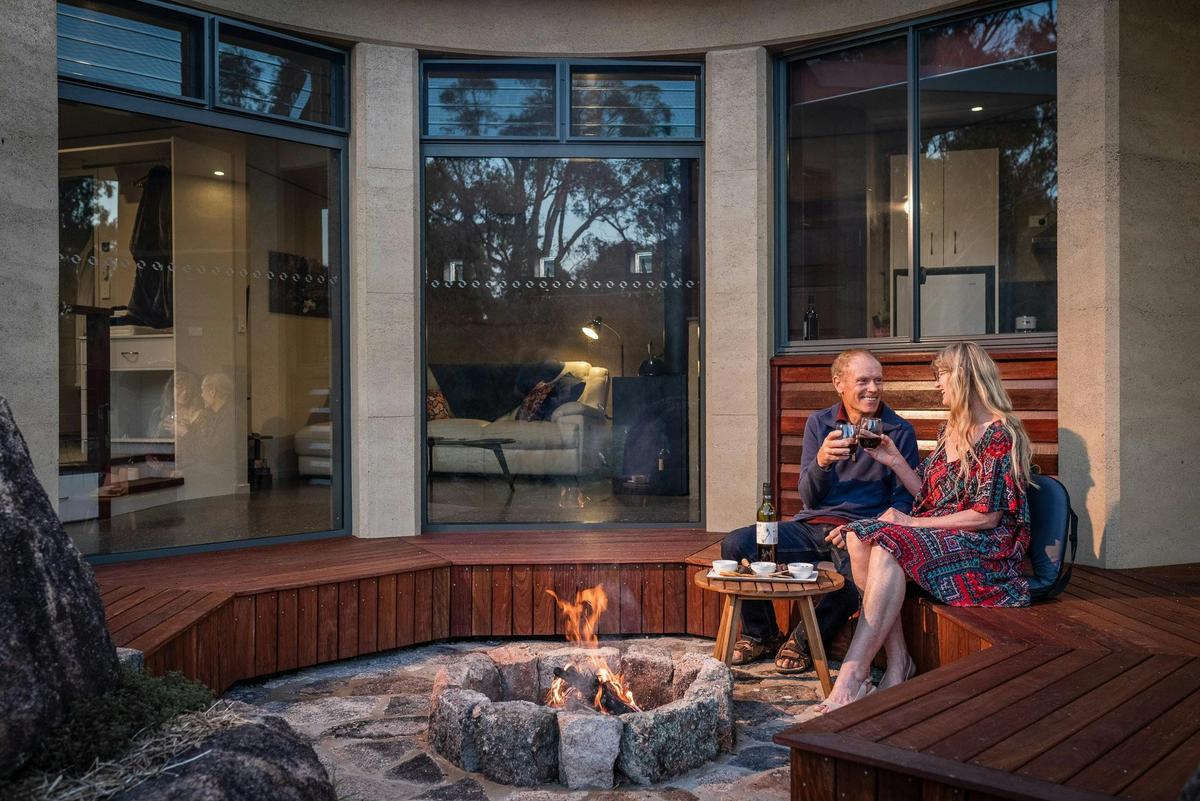 Savour good company & Granite Belt wines around the firepit at Earth & Soul Retreat, Queensland