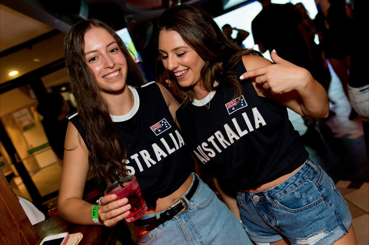 2 girls wearing australia shirts, australia day