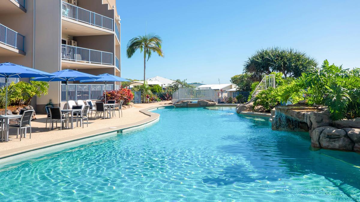 25 metre heated pool with waterslide