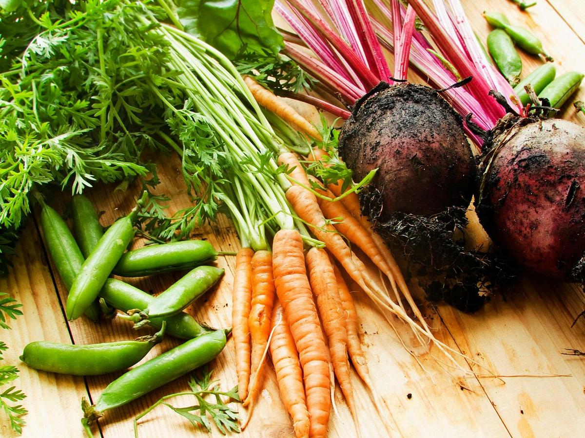 Organic vegetables on a table