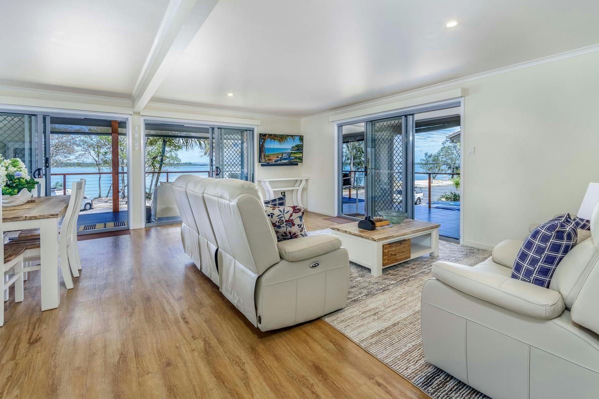 Lounge area with water views