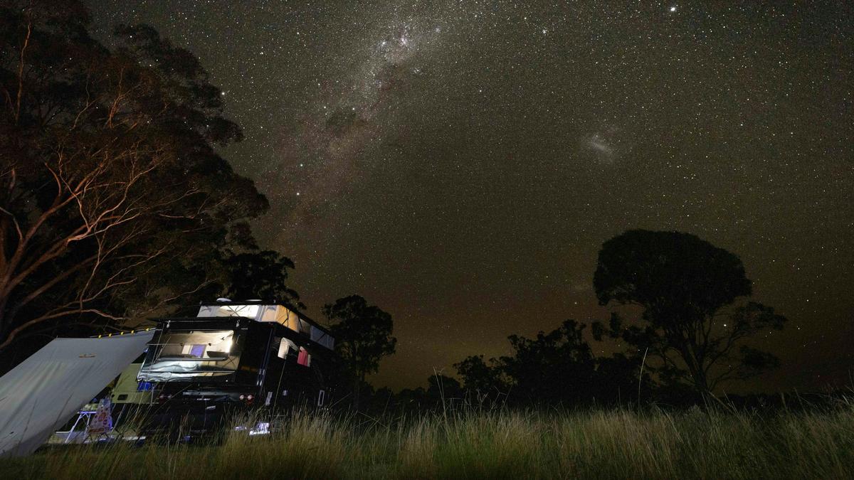 This is the site at the top of the hill at night under a moonless evening. Try counting all the stars, kids reckon there is more than 100, hahaha.
