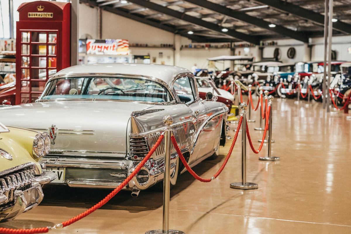 Cars on display inside the Gold Coast Motor Museum