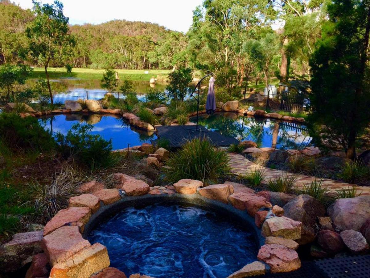 2 outdoor Plunge pools and hot SPA at Girraween Environmental Lodge, Granite Belt, South East Qld