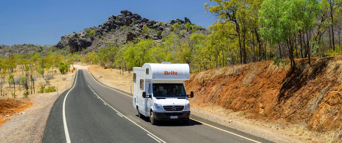 Driving with Britz along the Savannah Way in outback Australia