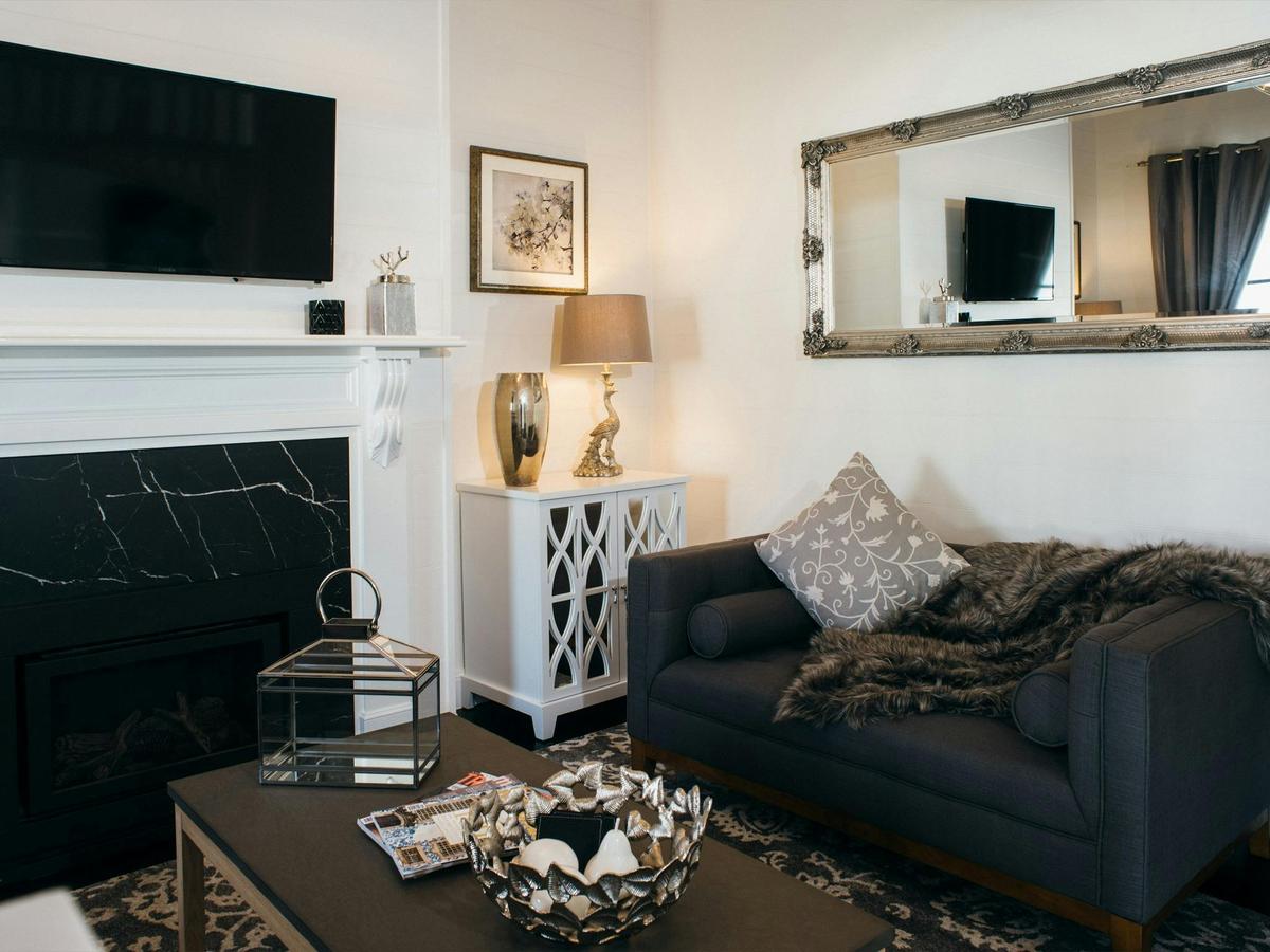 Luxurious fireplace in front lounge-room