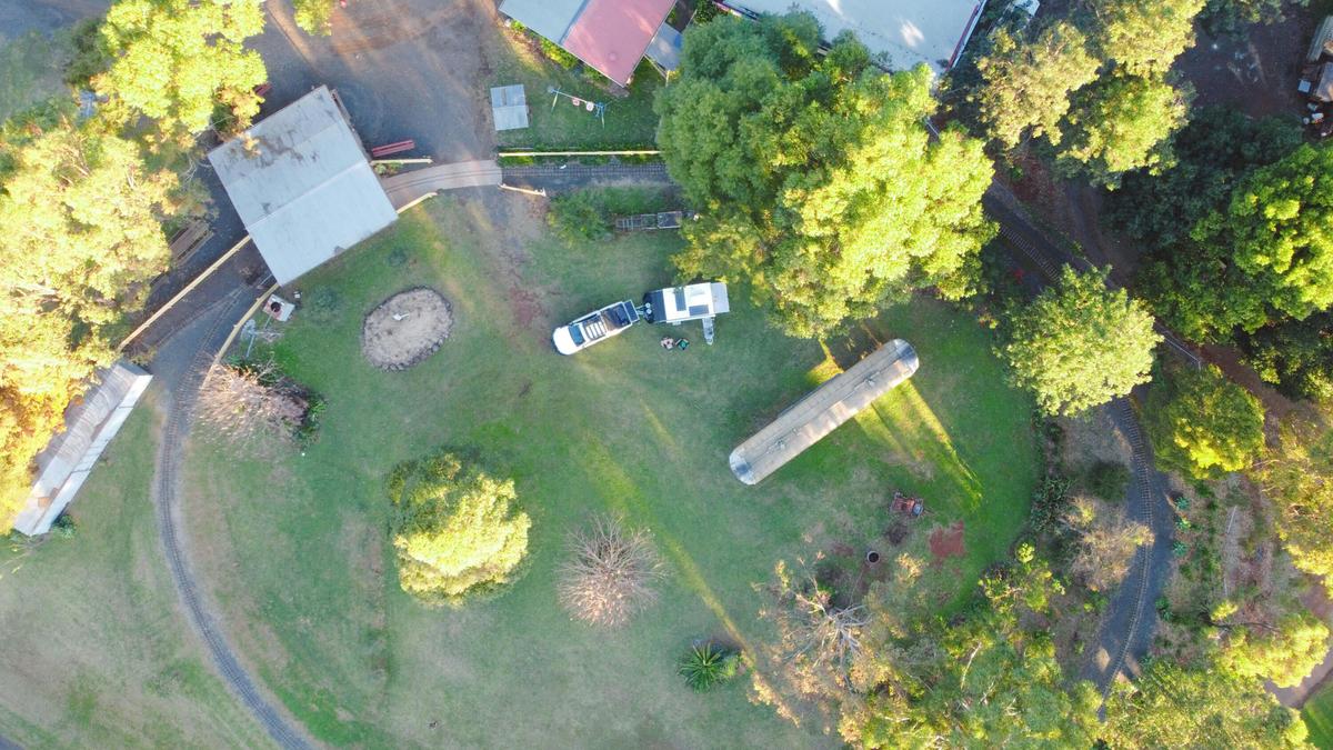 Camping among old relics - surrounded by the miniature steam train track.