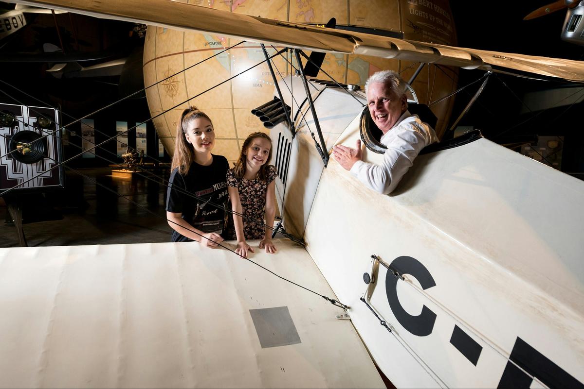 Avro Baby Interactive Exhibit. Fly like Bert Hinkler. Take a photo using the Box Brownie and email