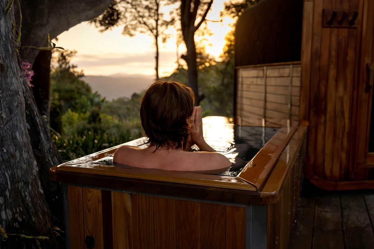 Cold plunge with Sunshine Coast Hinterland views