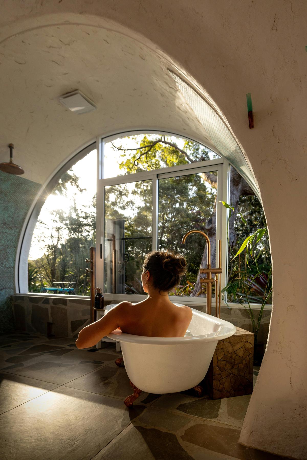 A relaxing soak overlooking the garden