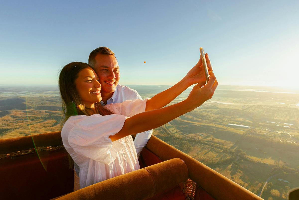 Selfie on board and floating over the Gold Coast Hinterland.