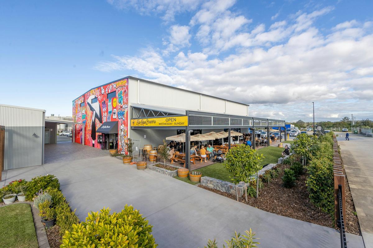 The Hip Hops Brewers taproom venue with stunning street art wall and expansive outdoor seating