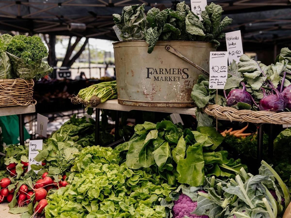 Table laden with fresh vegetables