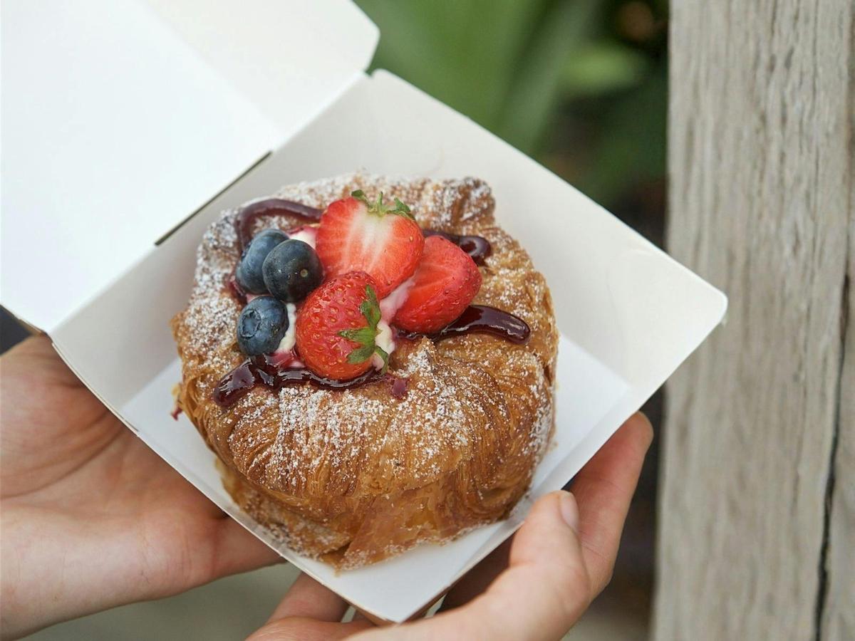 Fresh pastry covered with berries