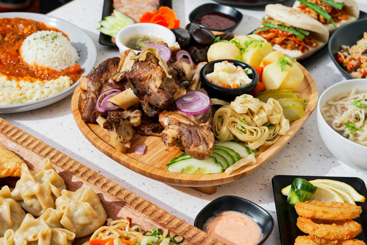 Collection of traditional Mongolian dishes offered at Khatun Mongolian Restaurant
