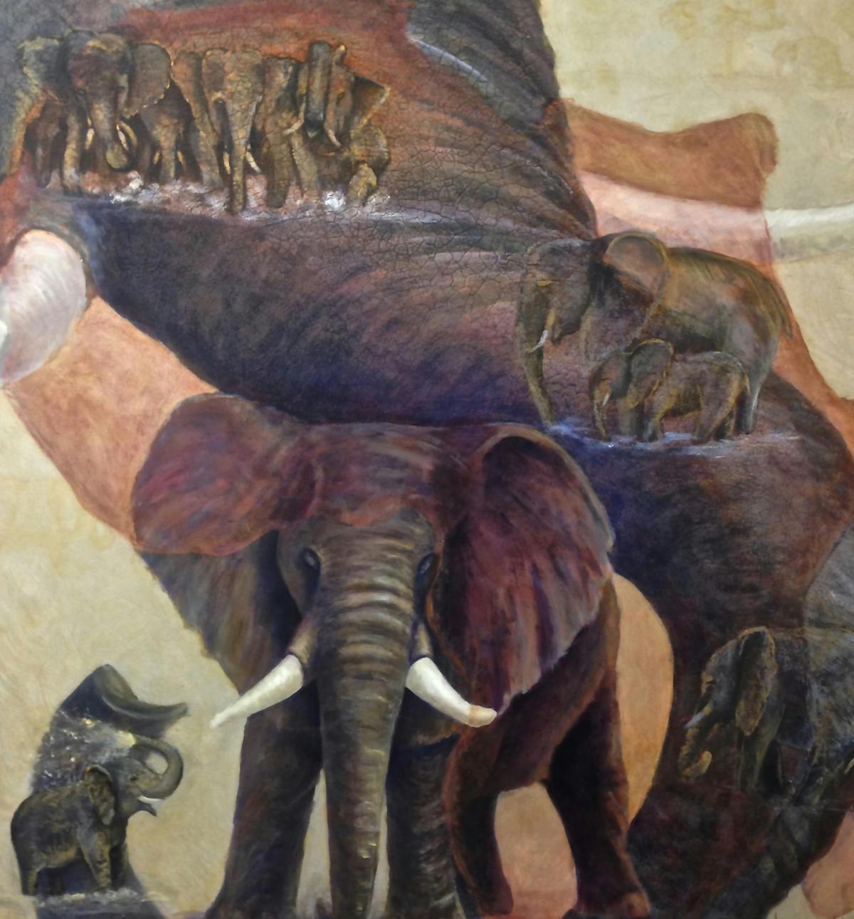 African Elephants - Mixed Media