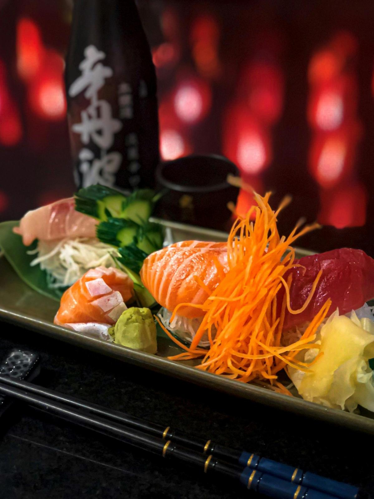 Assorted sashimi on plate