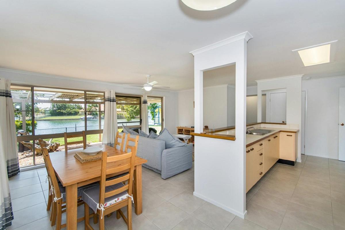 Living area with canal views
